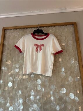 Full Tilt checkered bow tee, size M